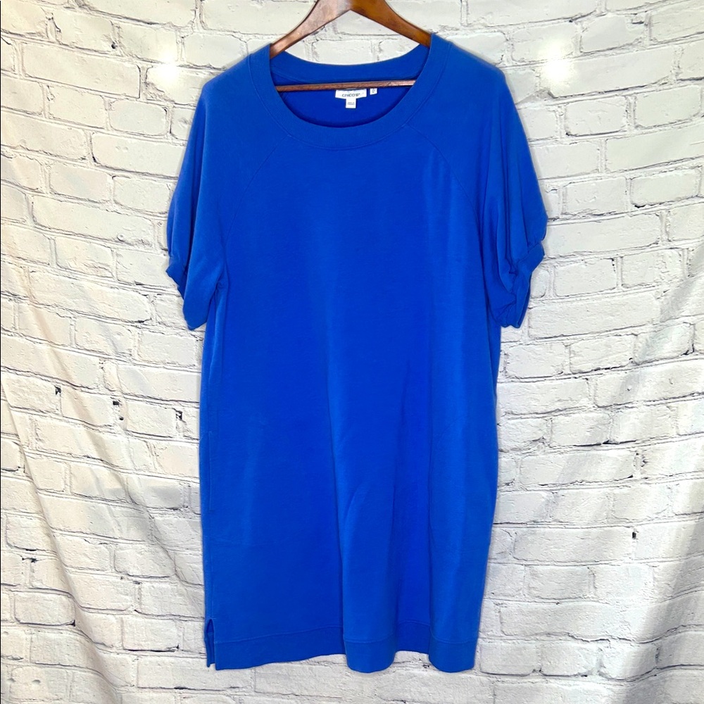 Chico’s Vibrant Blue Short Sleeve Dress Size X-Large Excellent Condition